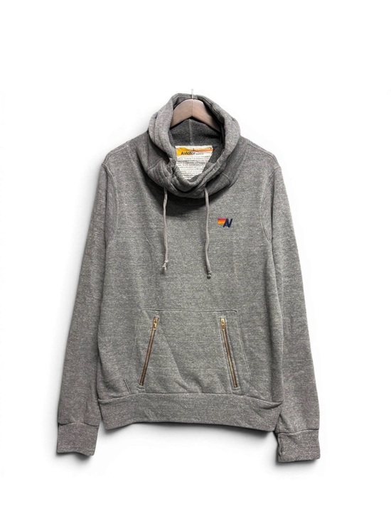Aviator Nation Tops - Aviator Nation Funnel Neck Pullover Hoodie Charcoal Zip Pockets Medium